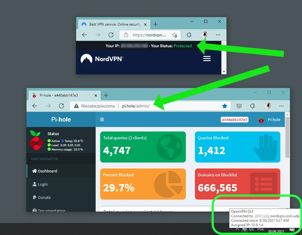 NordVPN and PiHole successfully working together