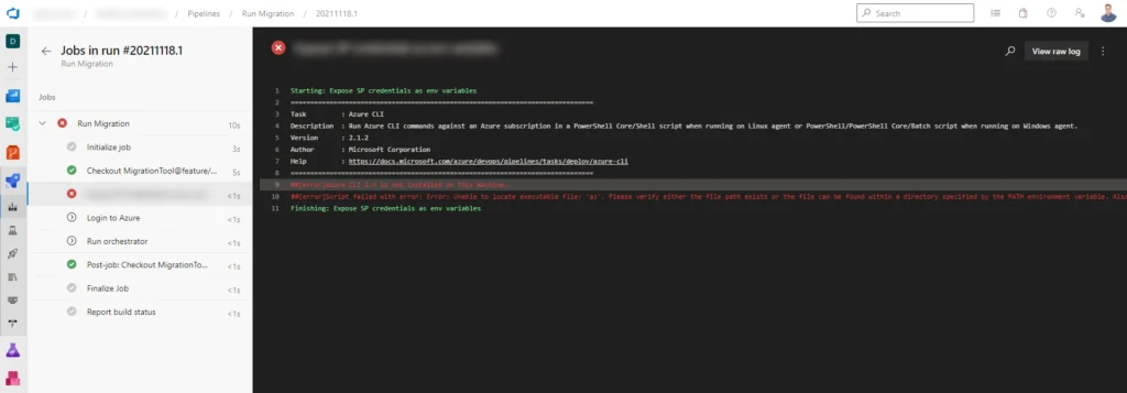 Error in DevOps pipelines logs: 'Azure CLI is not installed on this machine'