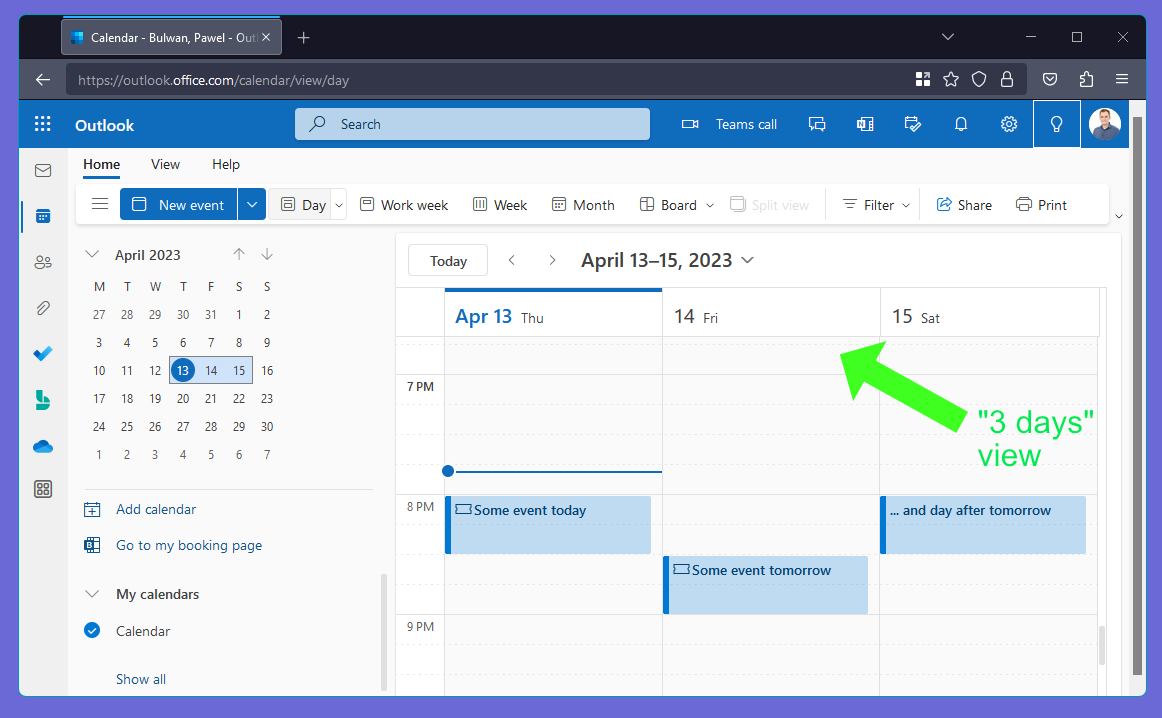 Outlook 3 Days View 